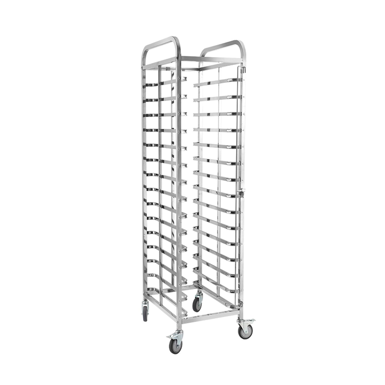 Rejilla para Pan de Acero Inoxidable de 12/15 Niveles, Resistente, con 4 Ruedas, Ideal para restaurantes, Servicios de alimentación y cocinas comerciales (178 x 62 x 46 cm)