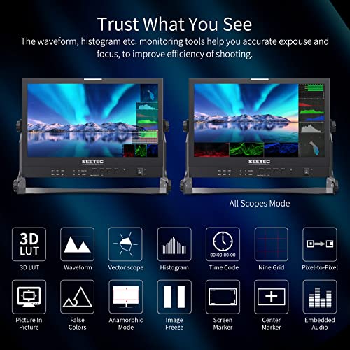 Seetec Atem156S 15.6 Inch Multi Camera Broadcast Production Monitor With Waveform Lut Hdr 4X3G Sdi Inputs And Outputs Hdmi Rs485 Full Hd 1920X1080 #TOP3