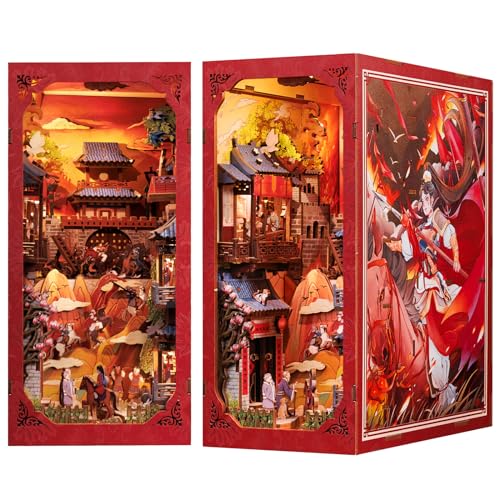 Cutefun Book Nook Kit - DIY Miniature Dollhouse Kit 3D Wooden Puzzle for Adults, Teens, Crafts Gifts for Bookshelf Decor (The Legend of Mulan)