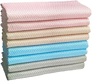 Microfibre Easy Clean Nanoscale Cleaning Cloth 20" X 16" Plus Size, 8pcs Multi-Purpose Stainless Steel Polishing Towel Lint Free Fish Scale Wipes for Glass, Cars Window, Screens, Bathroom