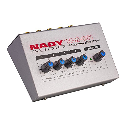Nady MM-141 4-Channel mono unbalanced Mini Mixer â€“ Â¼â€ Inputs & output â€“ Portable - Battery powered or use optional AC adapter â€¦