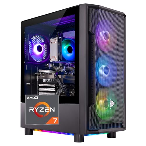 Image of Skytech Shadow Gaming PC Desktop, Ryzen 7 5700 3.7 GHz (4.6GHz Turbo Boost), NVIDIA RTX 4060 8GB GDDR6X, 1TB SSD, 16GB DDR4 RAM 3200, 650W Gold PSU, Wi-Fi, Win 11 Home