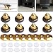 8 Set Golden-Plated Speaker Spikes, LAMPTOP Speaker Stands CD Audio Subwoofer Amplifier Turntable Isolation Feet Solid Brass Cone Isolator Brass Base Pads Shockproof Mats with Double-Sided Adhesive