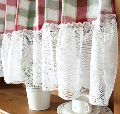 Cortina pequeña para tapar fregadero y muebles de cocina con elegante encaje a cuadros 6