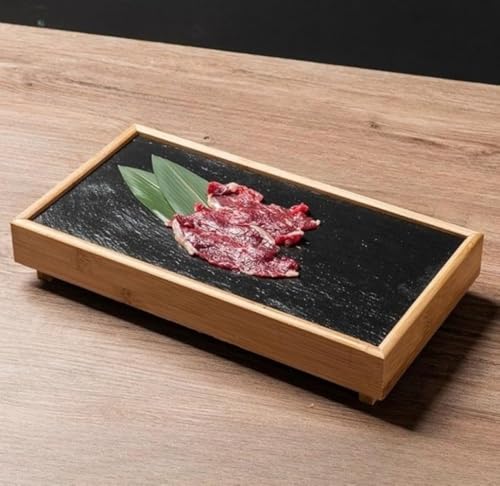 Xiraivke 寿司皿 長方形 盛台 サービングトレイ おしゃれ和食店 居酒屋 旅館 料亭 ホテル 飲食店 和風 ストーン ロック スタイル スレート 大皿 天然石