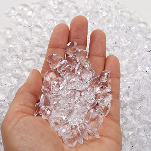 YIEUR 600 Stück weiß Herzen Diamant Konfetti Deko, 12mm glitzer Dekosteine herzen Acryl, Streudeko Kristalle Konfetti Diamanten Plastik Hochzeit Tischdekoration Geschenk Taufe von Partyloon(weiß-12)