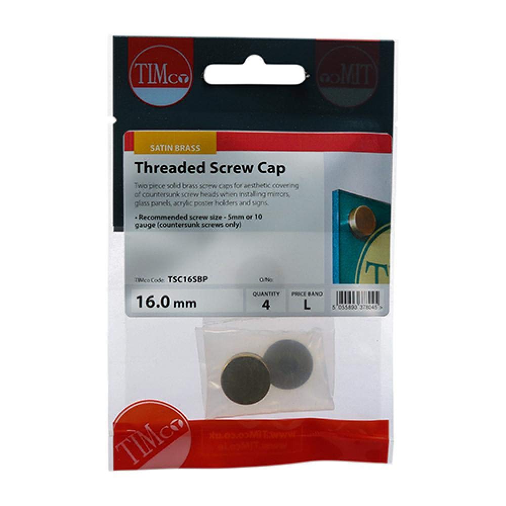 Timco Tsc16sbp Satin Brass Screw Cap Bag Of 4 5055893378045
