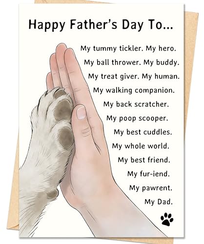 IDU Fathers Day Card Gifts Dog Dad Fathers Day Card Gift Dog Dad Gifts for Men Husband Happy Fathers Day Cards Decorations from Dog with Envelope