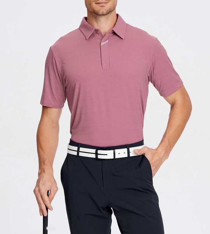 Image of Damipow Premium Golf Shirts for Men Dry Fit Performance Polo Short Sleeve Collared Shirt