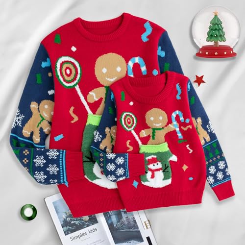 Image of Simplee kids Family Matching Christmas Sweaters, Ugly Pullover, 2T-2XL