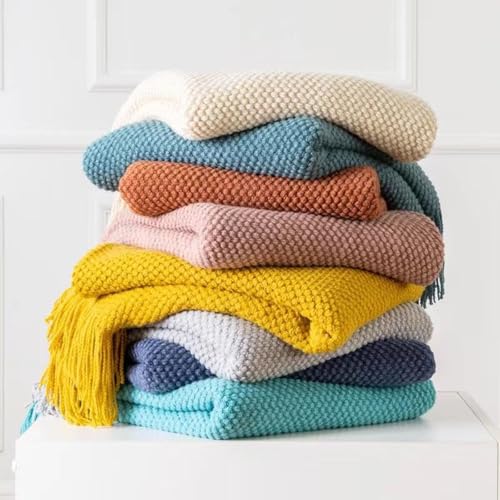 Couverture tricotée pour canapé en maille texturée et style rustique - 3
