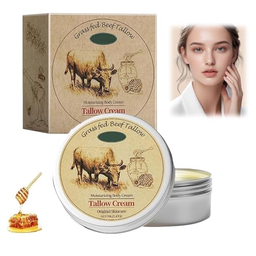 Suif Bio Pour Le Soin De La Peau, 70g Crme Raffermissante Hydratante au Suif, Soins de la Peau au Suif de Bœuf, Crème Hydratante A Base De Suif De Boeuf Et De Miel Brut Lotion Naturelle