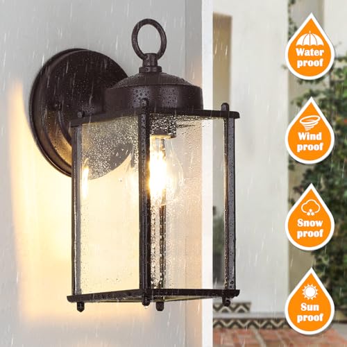 Image of MATAMEYE Outdoor Wall Lantern, Exterior Waterproof Wall Sconce Light Fixtures, Dark Chocolate Front Door Lighting, Anti-Rust Porch Lamp, 2 Pack