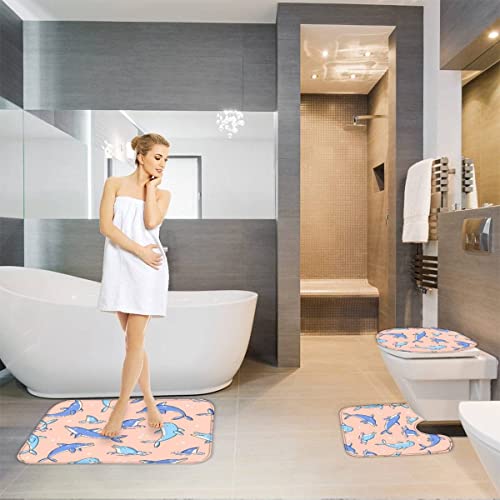 Badematten Set 3D 40x60 Delphin Ozean absorbierend 3-teiliges Badezimmerteppich-Set maschinenwaschbare weich badteppich… – Bild 6