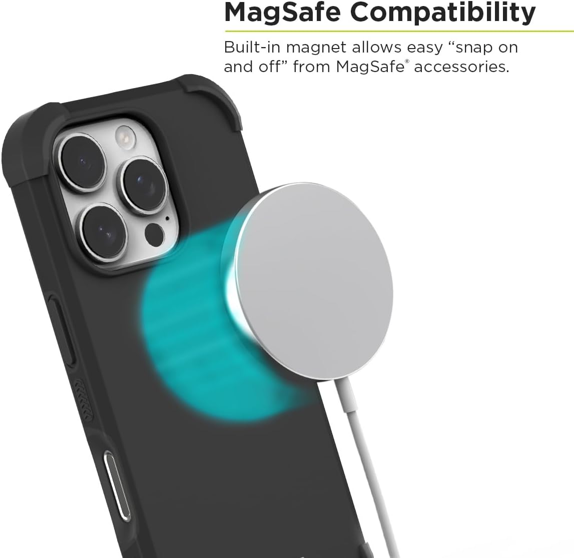 PureGear DualTek Magnetic Phone Case for Apple iPhone 16 Pro (2024), Military Tested & Approved Protection, Compatible with MagSafe Heavy-Duty Durable Protective iPhone 16 Pro MagSafe Phone Case,Black