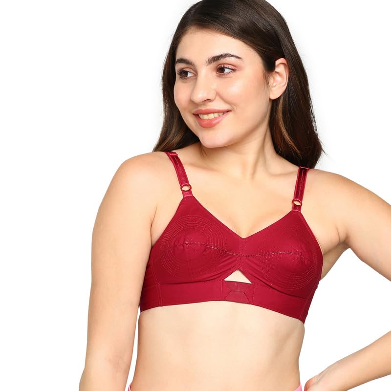 Image of BLOSSOM Priyasajini Women's Full Coverage 100% Woven Cotton Single Layer Round Stitch Non Padded Wirefree Conical Cup Everyday Bra