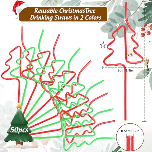 Whaline 50 pitillos plásticos navideños rojo y verde miniatura 2