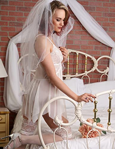 Image of Avidlove Women Lingerie Lace Babydoll V Neck Sexy Sleepwear Strap Chemise