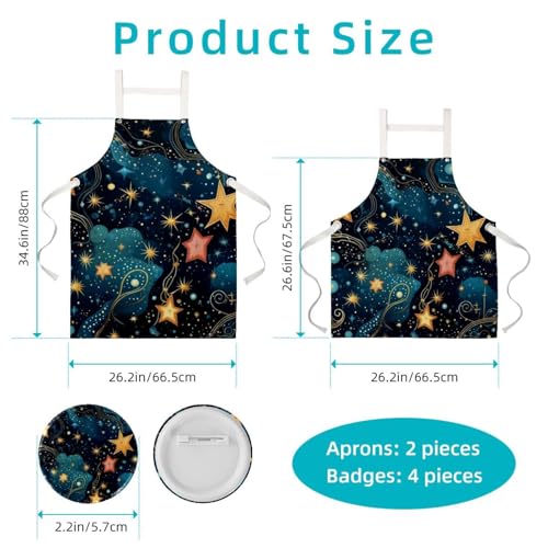 Tablier de cuisine haut de gamme en lin imprimé constellation céleste - 2
