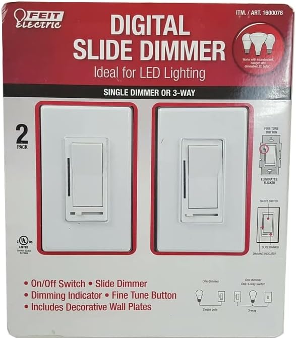 Feit Electric Digital Slide Dimmer Ideal for Led Lighting 2 Pack
