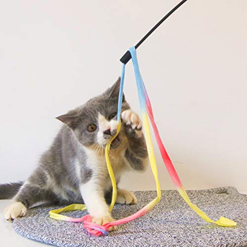 M Jjypet Retractable Cat Toys Wand,12 Packs Interactive Cat Feather Toys,9 Assorted Teaser Refills With Bell For Cat,Kitten #TOP5