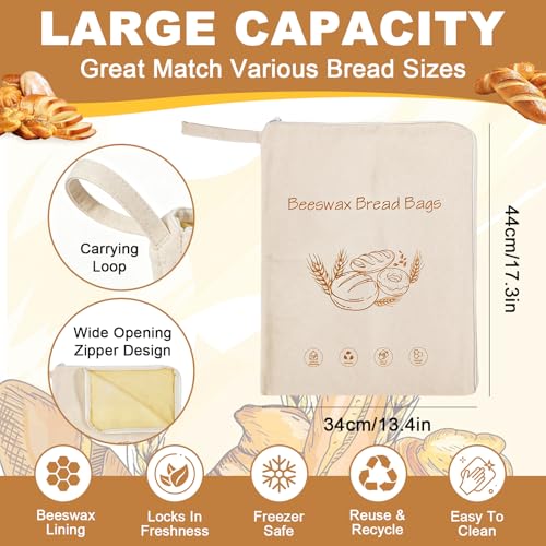 Beeswax Bread Bag for Homemade, Reusable Loaf Beeswax Bag for Sourdough, 17X13 Inch Linen Bees Wax Bread Bags for Keep Fresh, Freezer Safe by Tubeluck - Image 2