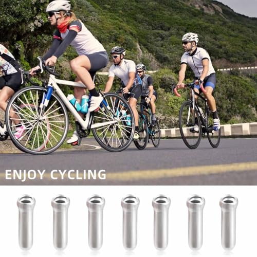 100 Pcs Bike Brake Cable End Caps Bike Cable End Crimps Derailleur Cable Tips Bicycle Cable End Caps for Road Bike Mountain Bike Aluminum Alloy Bikes Wire End Cap Shifter Crimp Cable Ends (Silver)