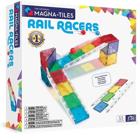 Magna-Tiles Rail Racers 33-Piece Magnetic Construction Set, The O...