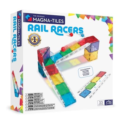 MAGNA-TILES Rail Racers 33-Piece Magnetic Construction Set, The Original Magnetic Building Brand