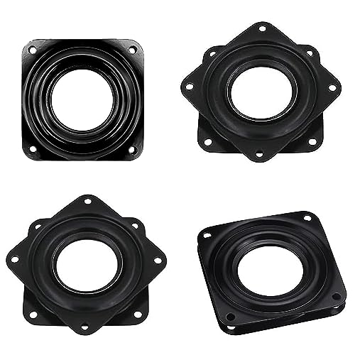 4 Piezas Placa Giratoria de Rodamiento Giratorio, Rodamiento de Plato Giratorio con Bola de Acero, Placa Giratoria 360 Grados, para TV Turntable, Soporte de Exhibición (Negro)