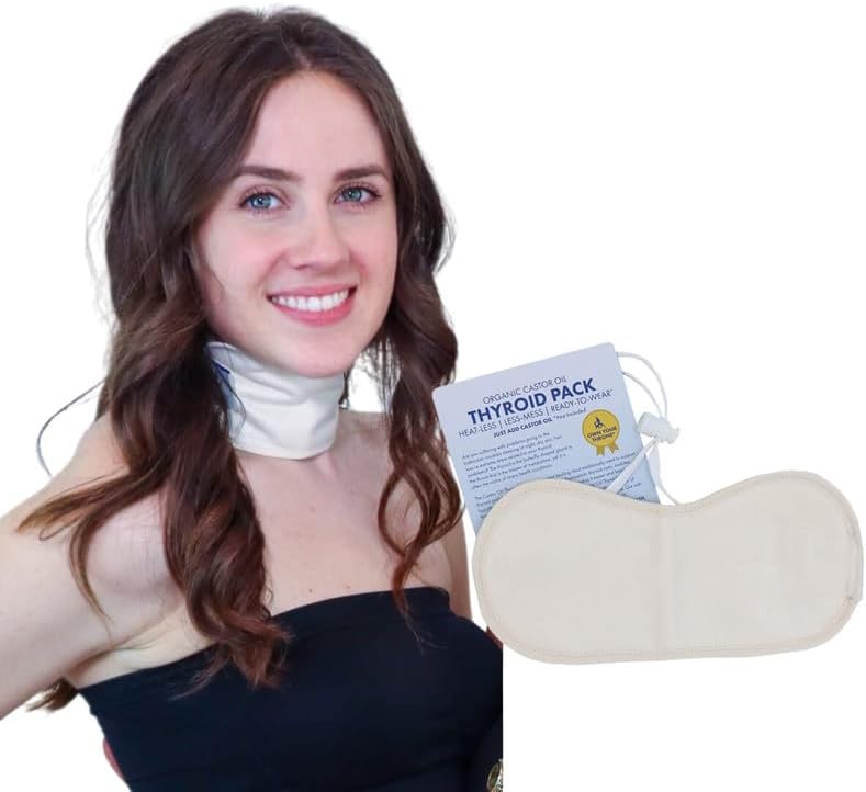 Supwell Castor Oil Pack for Thyroid by Queen of the Thrones - Less Mess, Reusable, Comfort Fit - Organic Cotton Flannel, Soft Ties & Naturopathic Doctor Designed (Castor Oil Sold Separately)