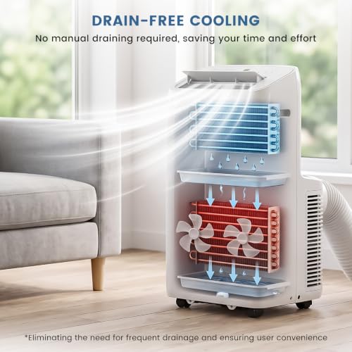 Image of Electactic Inverter Portable Air Conditioners with Dual Motor, 14000BTU ASHRAE Portable AC with Drainage-free Cooling, 6-In-1 Portable AC Unit for Rooms Indoor