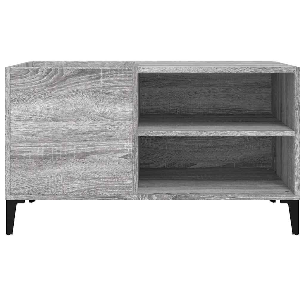 Armadio per dischi grigio sonoma, 84,5 x 38 x 48 cm, in legno con gambe in metallo, per vinili, vinili, armadietto multiuso, soggiorno, ufficio, corridoio