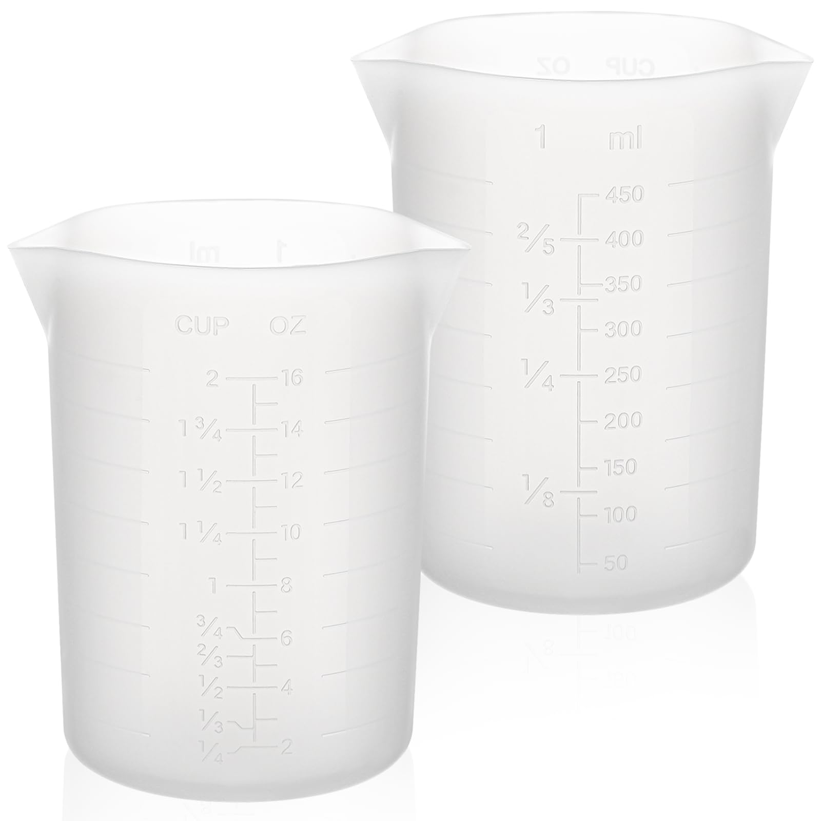 Luxeu Silicone Measuring Cups, 2 Pcs 450ml Resin Mixing Cups, with 2 Scales, Reusable, Silicone Measuring Jug for Casting Moulds, DIY Crafts, Art Waxing, Resin Accessories