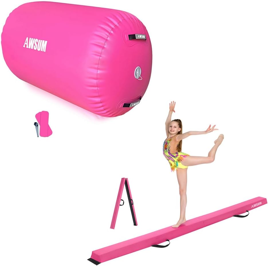 39.4" × 23.6" Gymnastics Training Barrel & 8ft Folding Balance Beam