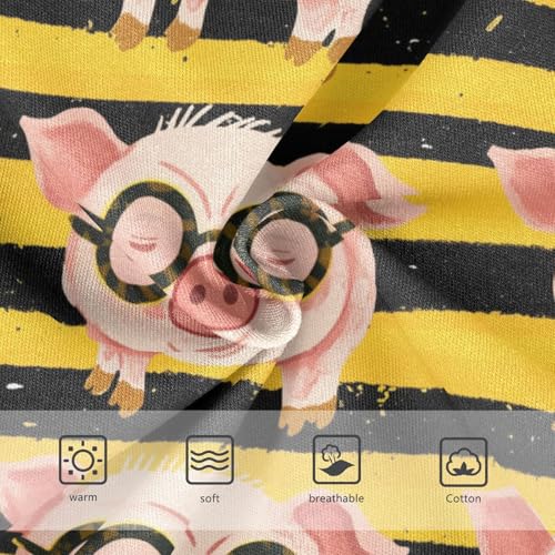 Wusikd Pink Piglets Glasses Girls' Underwear Cotton Yellow Stripes Girls Briefs Soft Toddler Underwear 2T3
