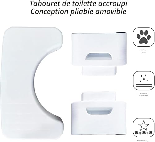 Tabouret de toilette pour salle de bain, toilette accroupie, plateau de siège multifonction amovible, marchepied portable pour salle de bain à domicile, portable, tabouret de toilette accroupie - 3