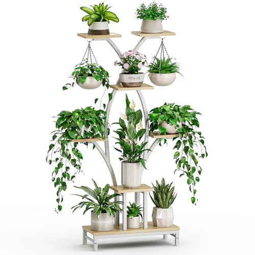 Image of Plant Stand Indoor with Grow Lights - 7 Tiered Metal Corner Shelf for Multiple Plants, 64.2 inch Corner Plant Stand for Indoor Plants, X-Shaped Plant Rack for Home, Living Room, Office & Patio Decor
