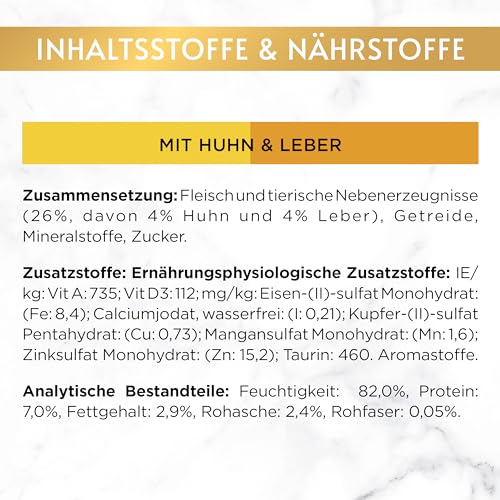 Gourmet Gold Zarte Häppchen in Sauce Katzenfutter nass, mit Huhn und Leber, 12er Pack (12 x 85g)