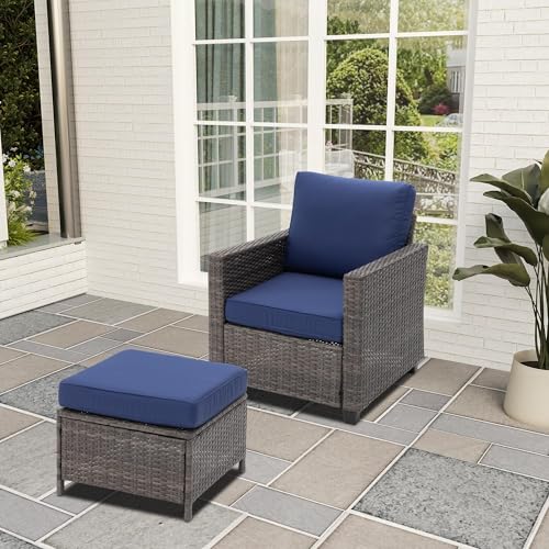 RoyalCraft Outdoor Patio Sofa with Ottoman, 2 Piece Grey...