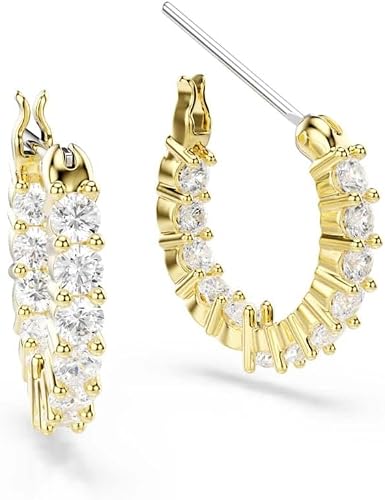 Swarovski Matrix Vittore Orecchini a Cerchio, Gioielli con Zirconia Swarovski, Pietre Scintillanti a Taglio Round, Placcatura in Tonalità Oro, 1,5 x 0,2 cm, peso (singolo orecchino) 0,89 g - 7
