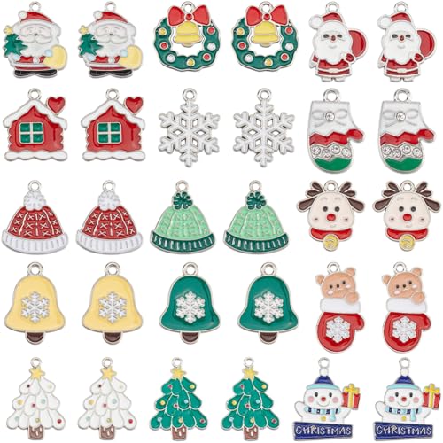 Breloques de Noël en émail de qualité supérieure avec finitions argentées de précision - 2