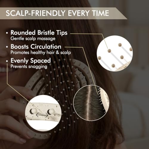 Image of Ikonic Me Spiral Vent Travel Hair Brush IKM-2109, Heat Resistant Open Vent for Quick Drying, Ergonomic Grip, Gentle Detangling, Shiny, Smooth Finish for Daily Styling, All Hair Types - Sand Beige