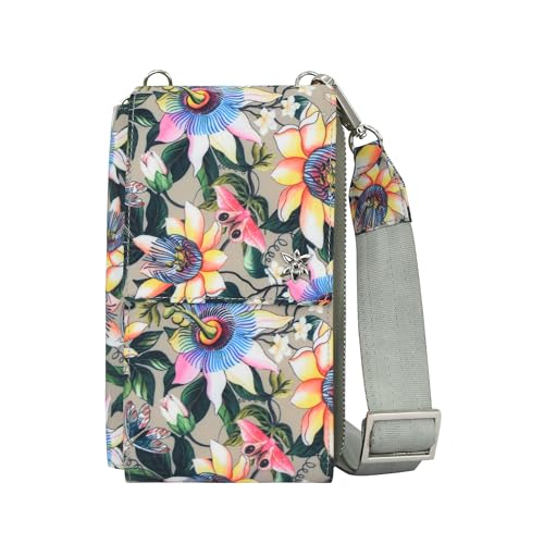 Anuschka Wanderlust Luxe Fabric Collection Women's Vegan RFID Blocking Phone Organizer Wallet - Floral Passion