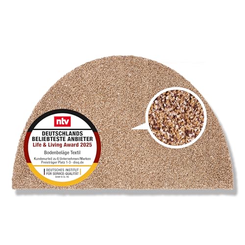 Astra Schmutzfangmatte innen waschbar 50x80 cm halbrund– Sauberlaufmatte beige 100% Baumwolle Türmatte - Entra SAUGSTARK - rutschfeste Fußmatte pflegeleicht
