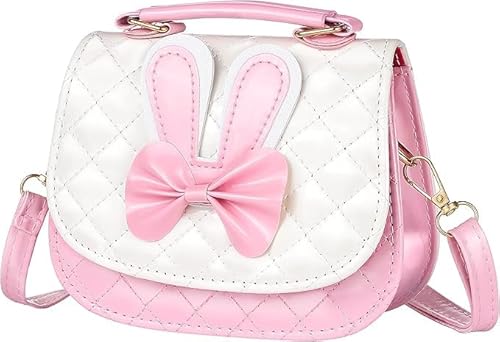 Gaethra Mädchen Taschen, Kinder Umhängetasche Handtasche Mädchen mit Süße Hasenohren und Schleife Crossbody Geldbörse Brieftasche Umhängetasche Handtasche Verstellbarem Gurt für Mädchen Teens Frauen