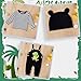 Kimoda Baby Boys Outfits 0-3 Months Infant Clothes Set 3pcs Cotton Fall Winter Long Sleeve Stripes Top+ Dinosaur Overalls + Black Hat