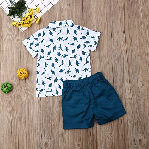 Image of Toddler Boy Summer Outfits Button Down Short Sleeve Floral Shirts & Casual Shorts 1-6 Years Boys Clothes Set