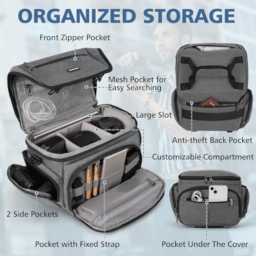 Bolsa para Cámara DSLR/SLR Mirrorless RAINSMORE Gris miniatura 3