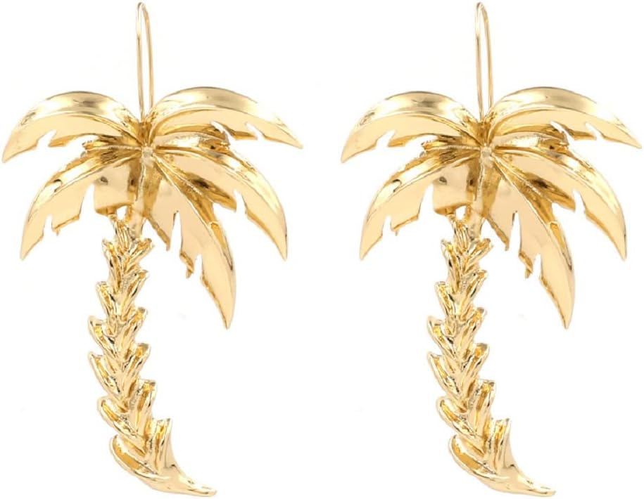 Palm Tree Earrings for Women, Coconut Tree Earrings for Womens, Coconut Palm Tree Dangle Earrings Hypoallergenic, Gold Tree Beach Drop Earrings, Tree Jewelry -s Funny Earrings